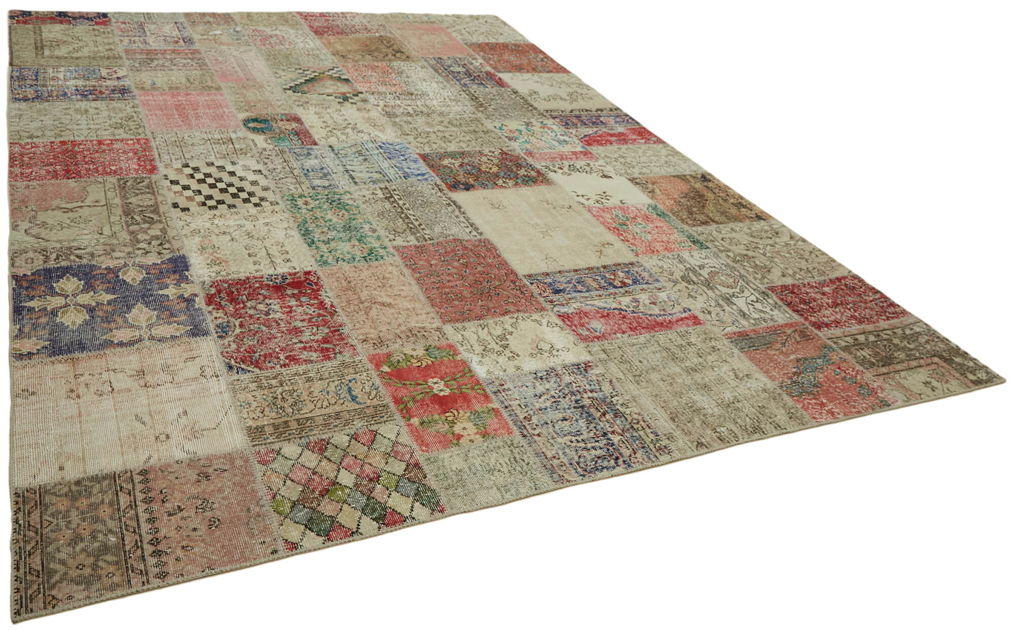 Collection of 9' 10'' x 13' 1'' Hand-Knotted Turkish Patchwork Rug in a gallery layout