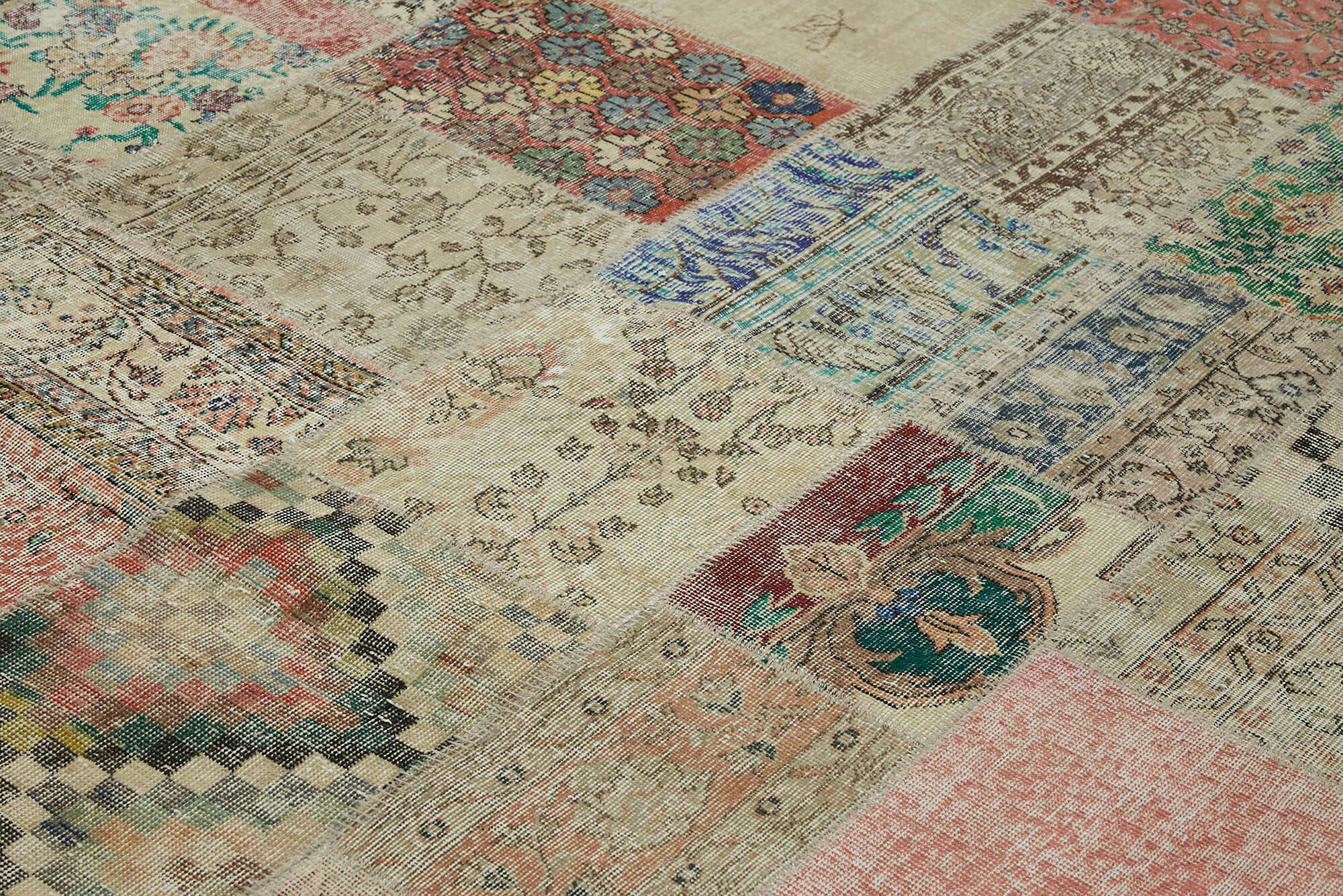 Collection of 9' 10'' x 13' 1'' Hand-Knotted Turkish Patchwork Rug in a gallery layout