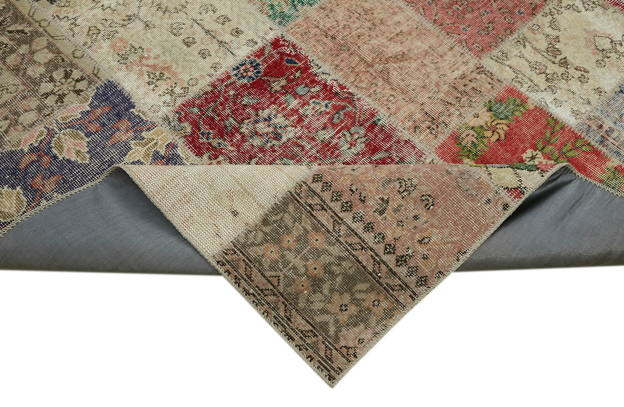 Collection of 9' 10'' x 13' 1'' Hand-Knotted Turkish Patchwork Rug in a gallery layout