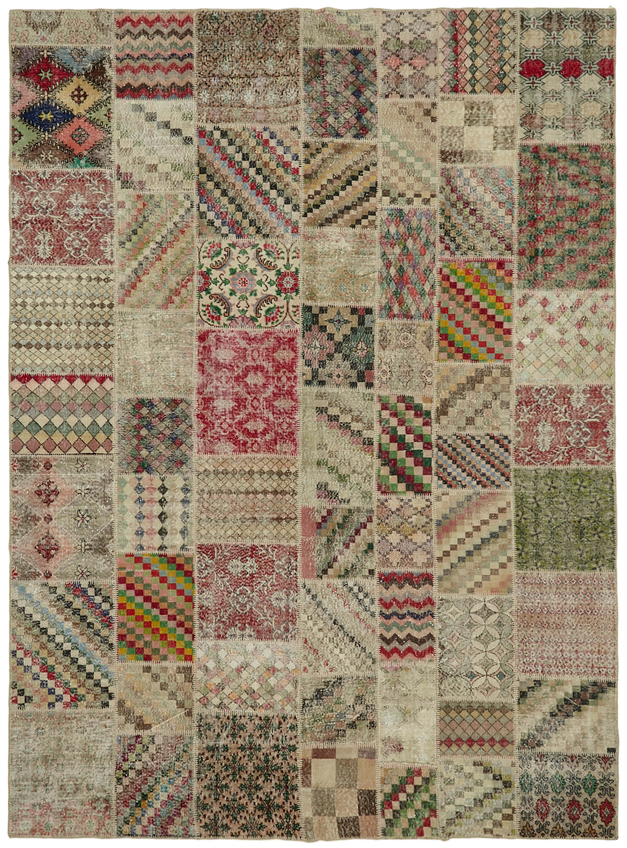 Collection of 9' 10'' x 13' 1'' Handmade Patchwork Rug in a gallery layout