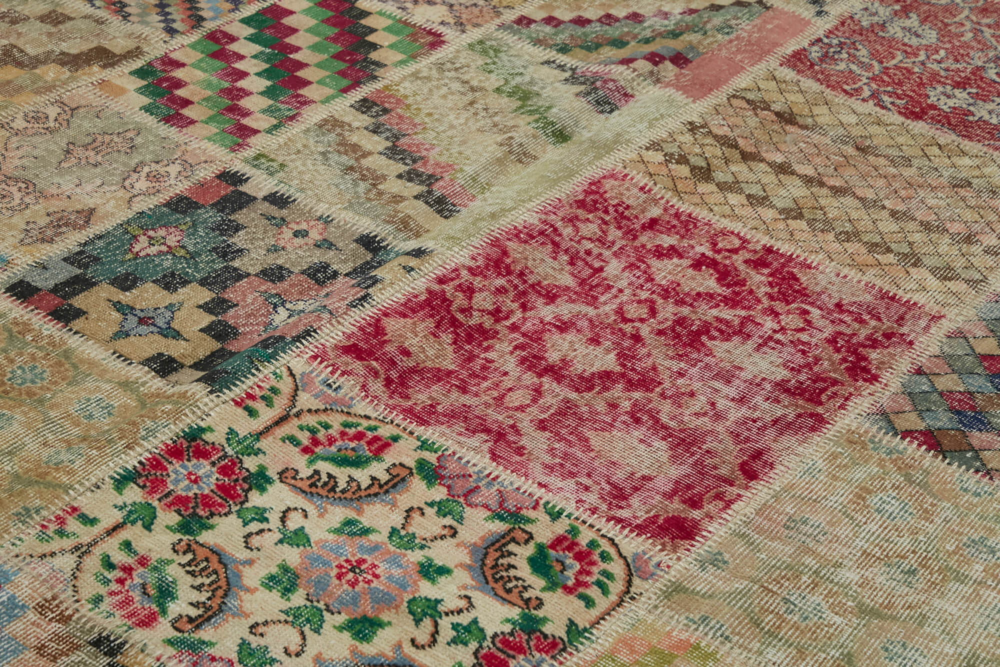 Collection of 9' 10'' x 13' 1'' Handmade Patchwork Rug in a gallery layout