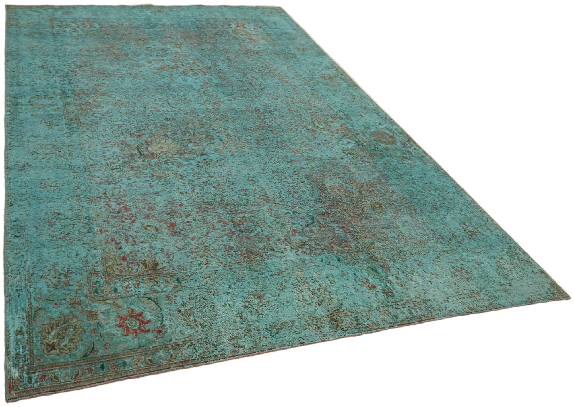 Collection of 7' 10'' x 11' 8'' Turquoise Vintage Hand-Knotted Rug in a gallery layout