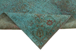 Collection of 7' 10'' x 11' 8'' Turquoise Vintage Hand-Knotted Rug in a gallery layout