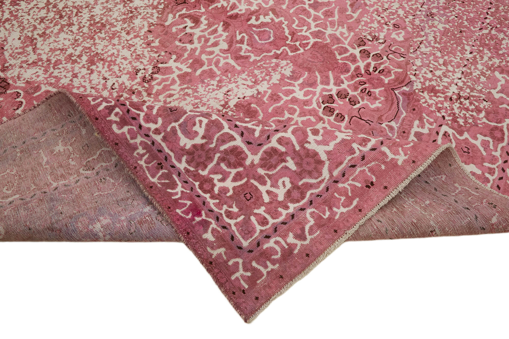 Collection of 9' 5'' x 11' 10'' Pink Handmade Large Area Rug in a gallery layout