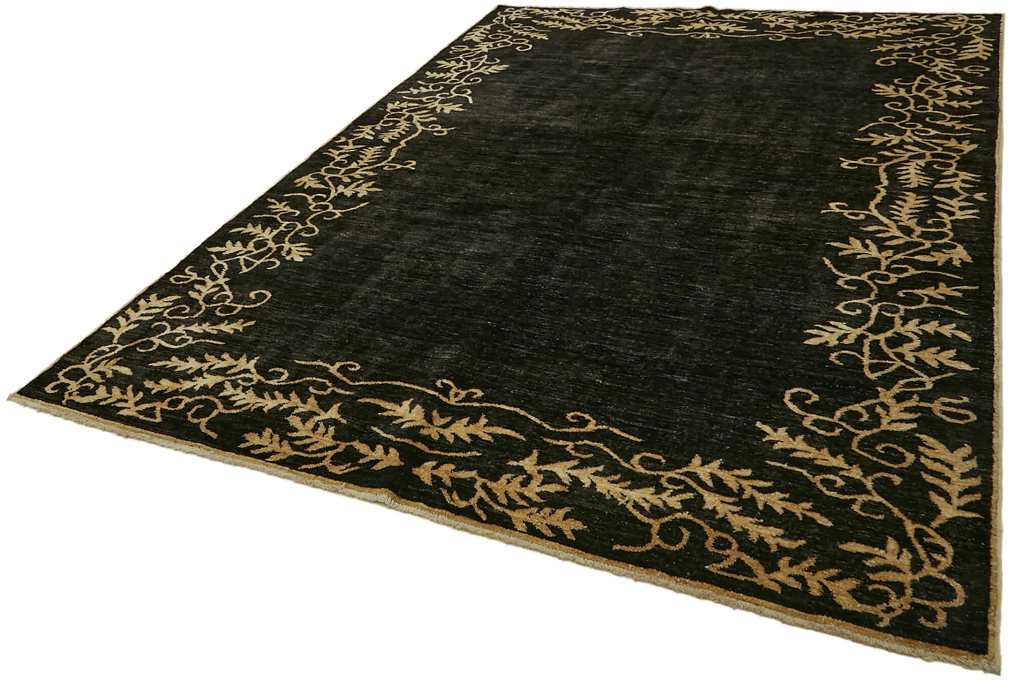 Collection of 7' x 9' 9'' Black Handmade Large Area Rug in a gallery layout