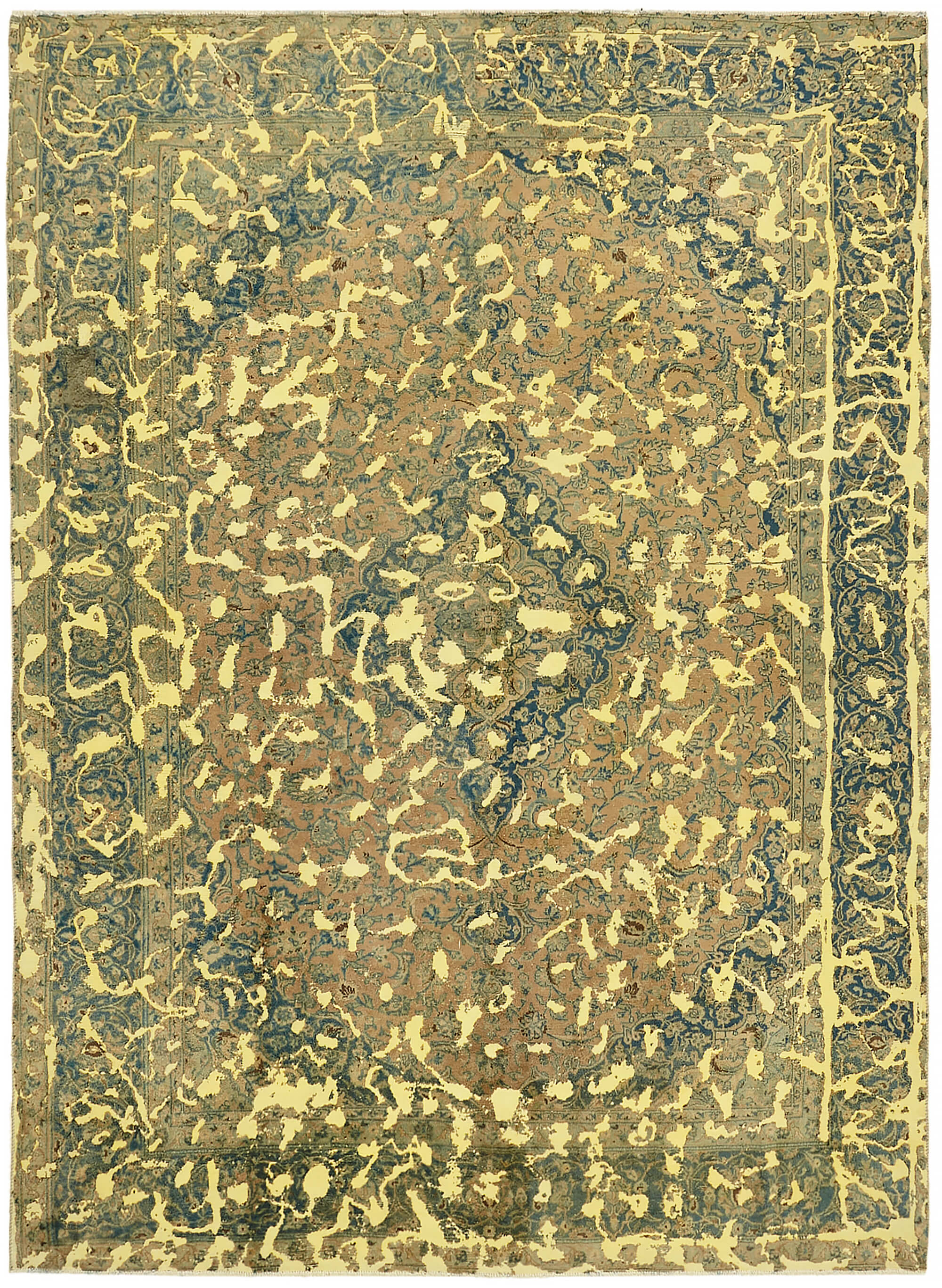 Collection of 9' 1'' x 12' 2'' Yellow Hand-Knotted Persian Rug in a gallery layout