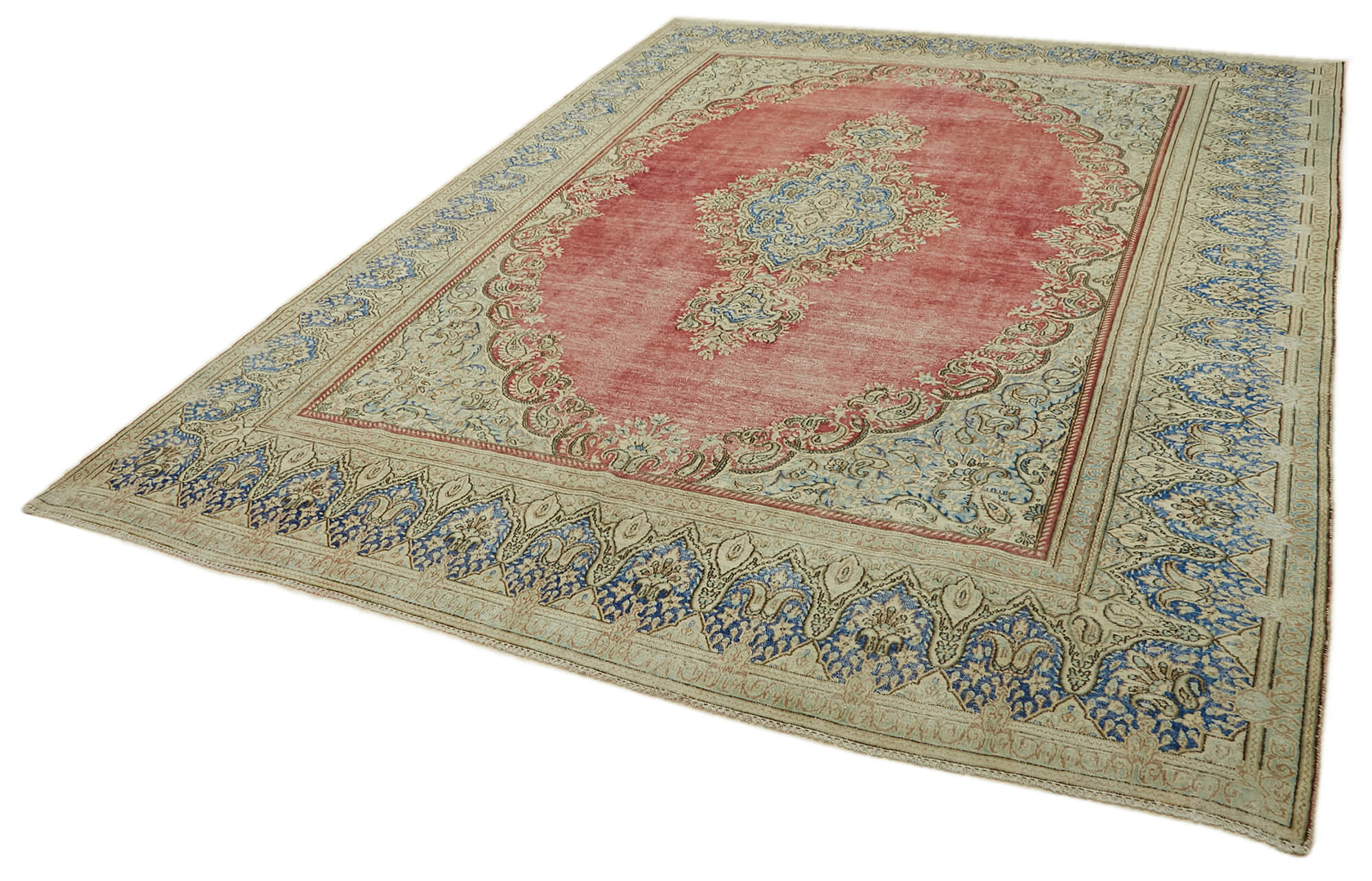 Collection of 8' 11'' x 11' 9'' Persian Vintage Hand-Knotted Rug in a gallery layout