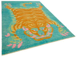 Collection of 7' 3'' x 10' 2'' Handmade Tiger Rug in a gallery layout