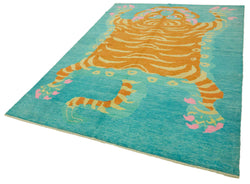 Collection of 7' 3'' x 10' 2'' Handmade Tiger Rug in a gallery layout