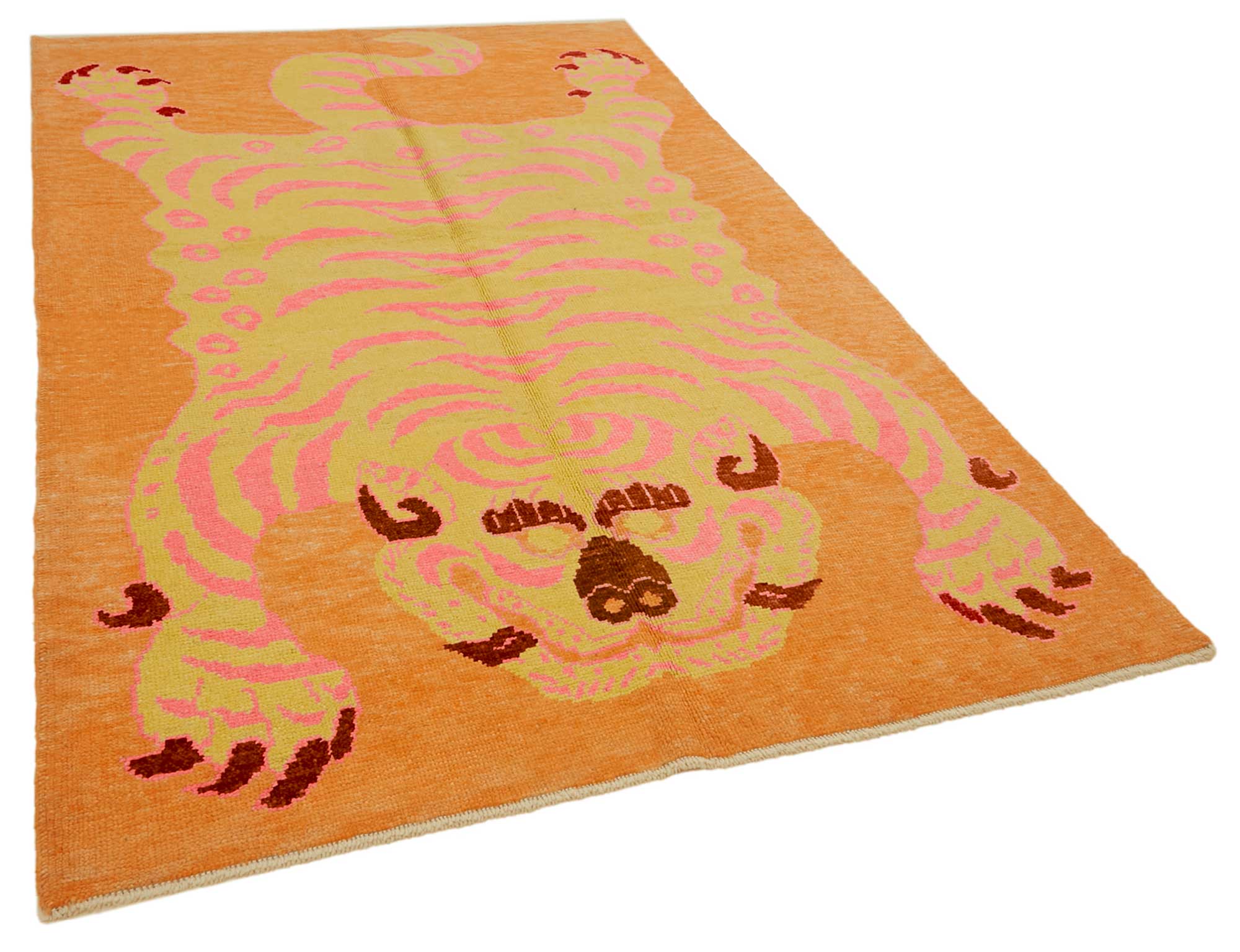 Collection of 5' 7'' x 8' 8'' Handmade Tiger Rug in a gallery layout