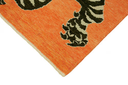 Collection of 4' 1'' x 5' 5'' Handmade Tiger Rug in a gallery layout