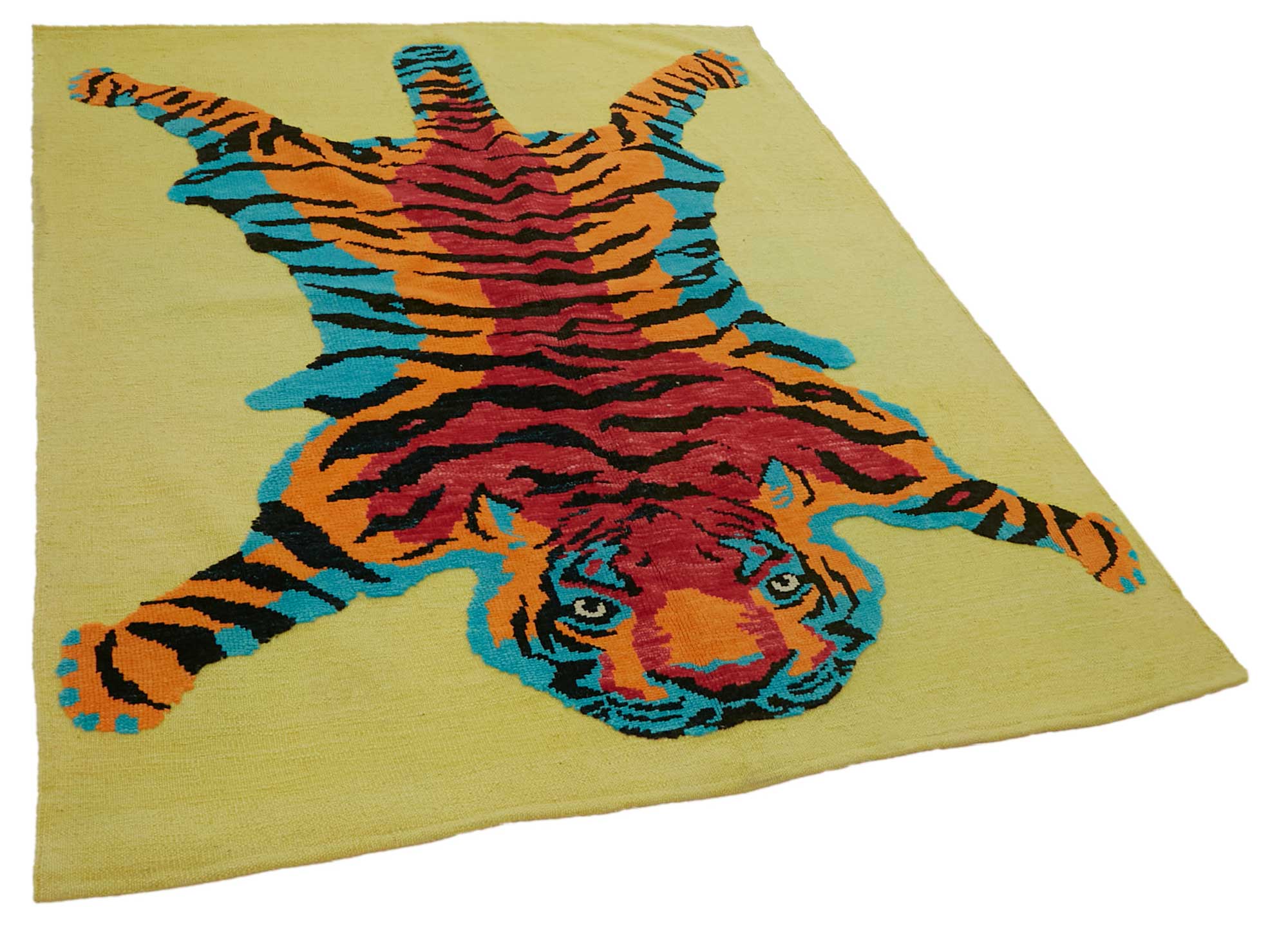 Collection of 5' 3'' x 6' 8'' Handmade Tiger Rug in a gallery layout