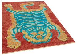 Collection of 5' x 6' 8'' Handmade Tiger Rug in a gallery layout