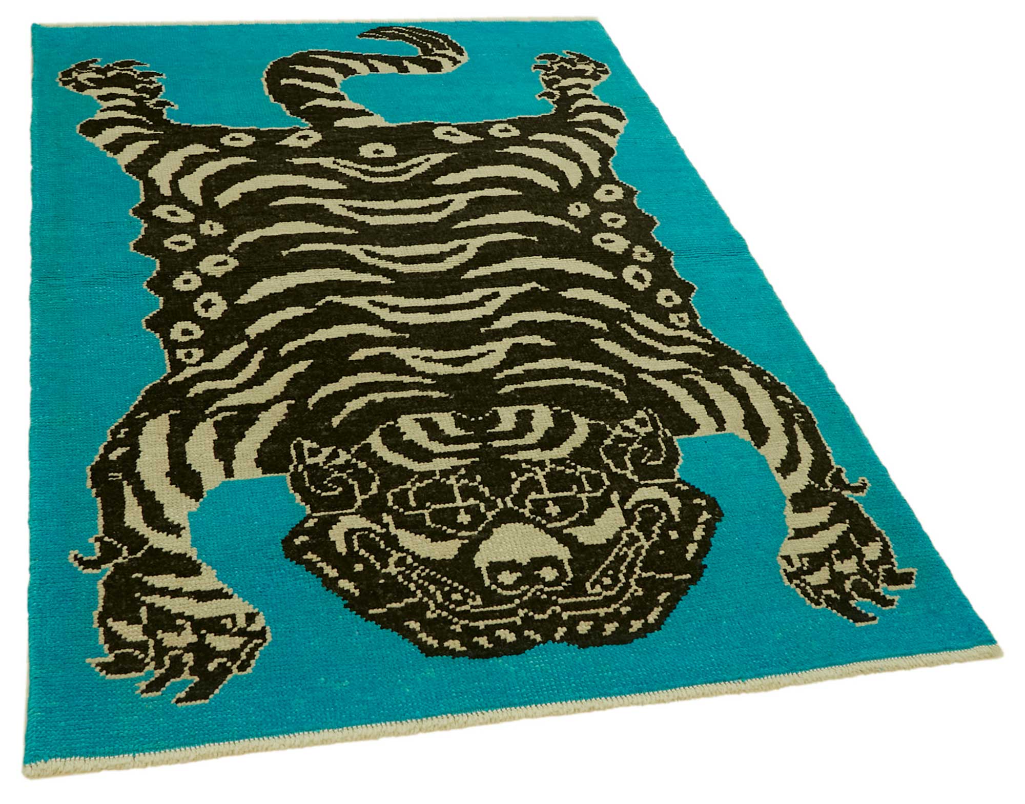 Collection of 4' 1'' x 6' Handmade Tiger Rug in a gallery layout