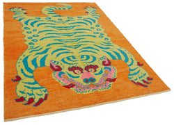 Collection of 5' 6'' x 7' 8'' Handmade Tiger Rug in a gallery layout