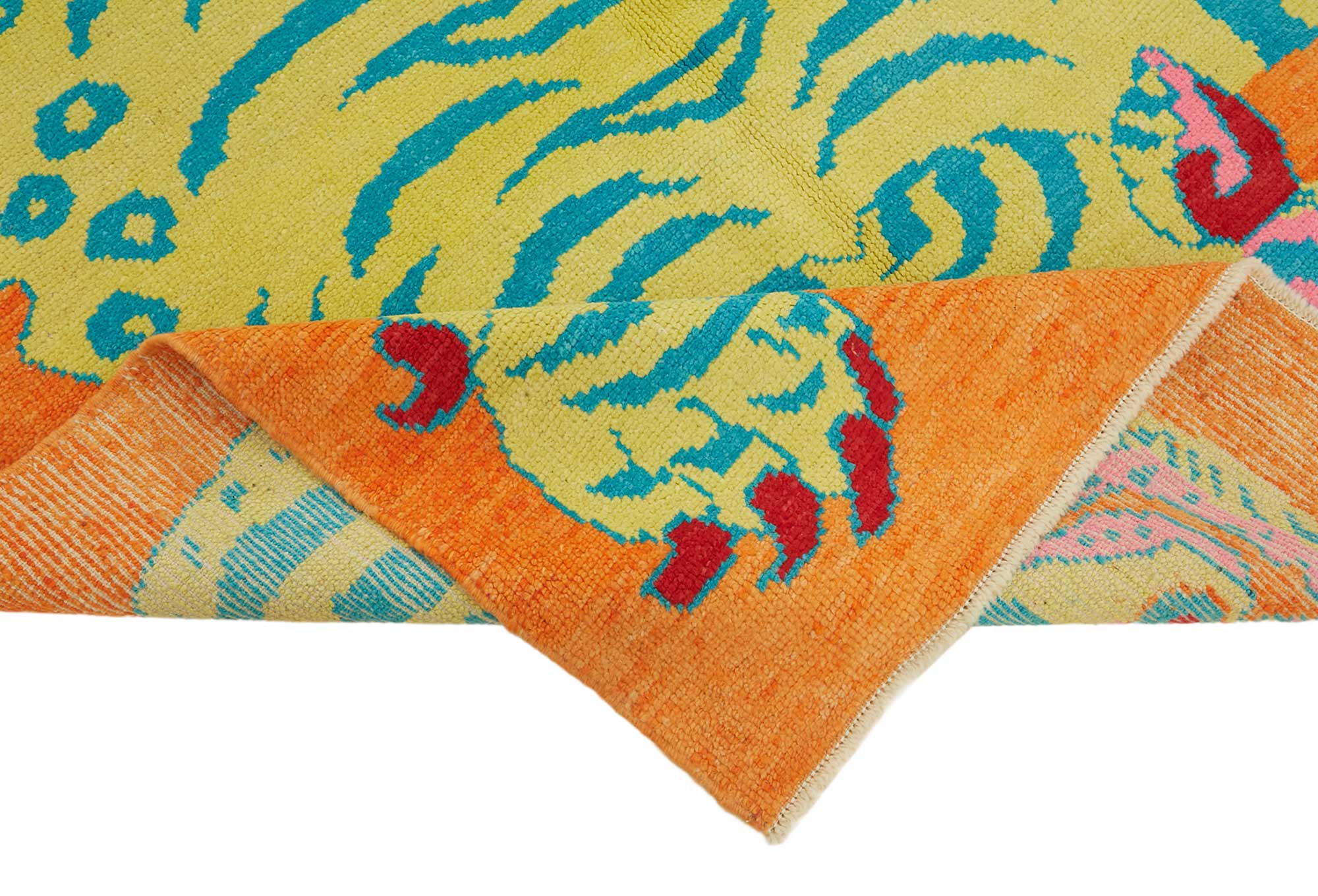 Collection of 5' 6'' x 7' 8'' Handmade Tiger Rug in a gallery layout