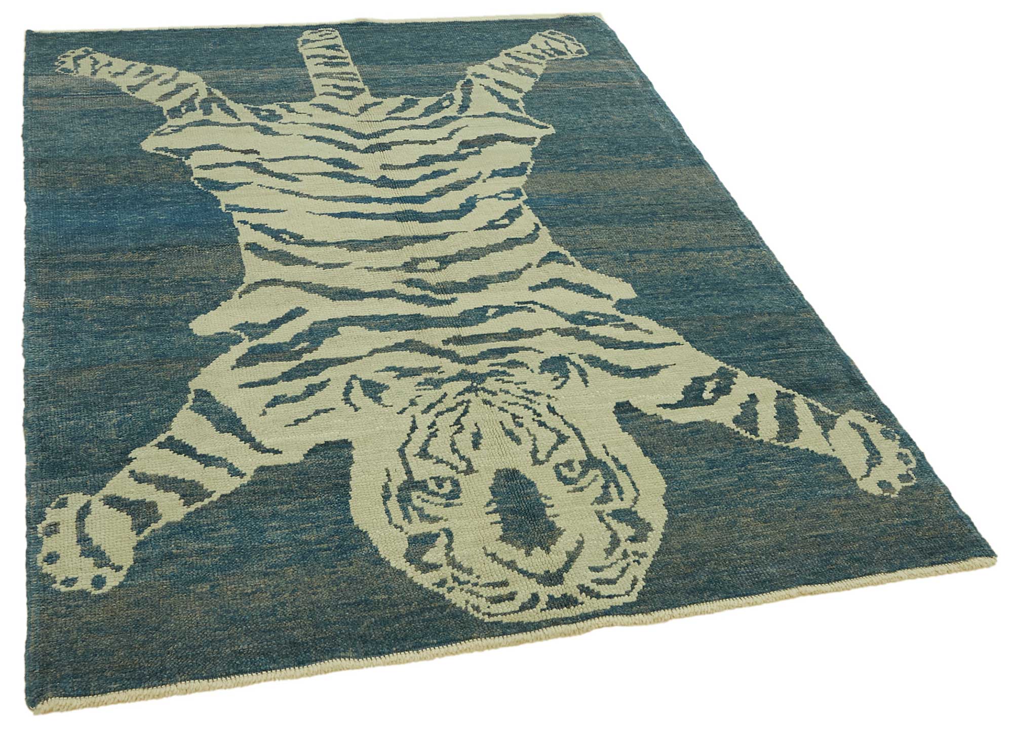 Collection of 4' 8'' x 6' 4'' Handmade Tiger Rug in a gallery layout