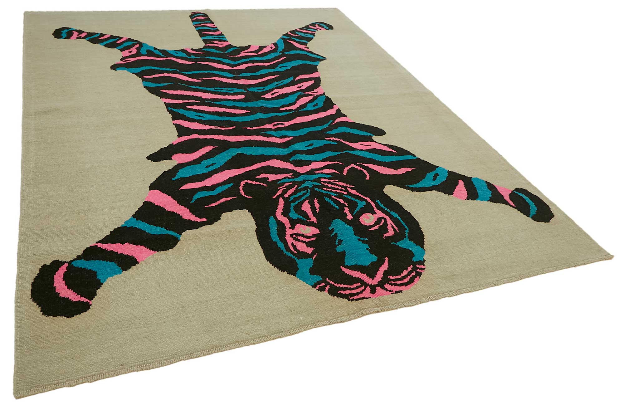 Collection of 8' 3'' x 10' 2'' Handmade Tiger Rug in a gallery layout