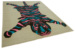 Collection of 8' 3'' x 10' 2'' Handmade Tiger Rug in a gallery layout