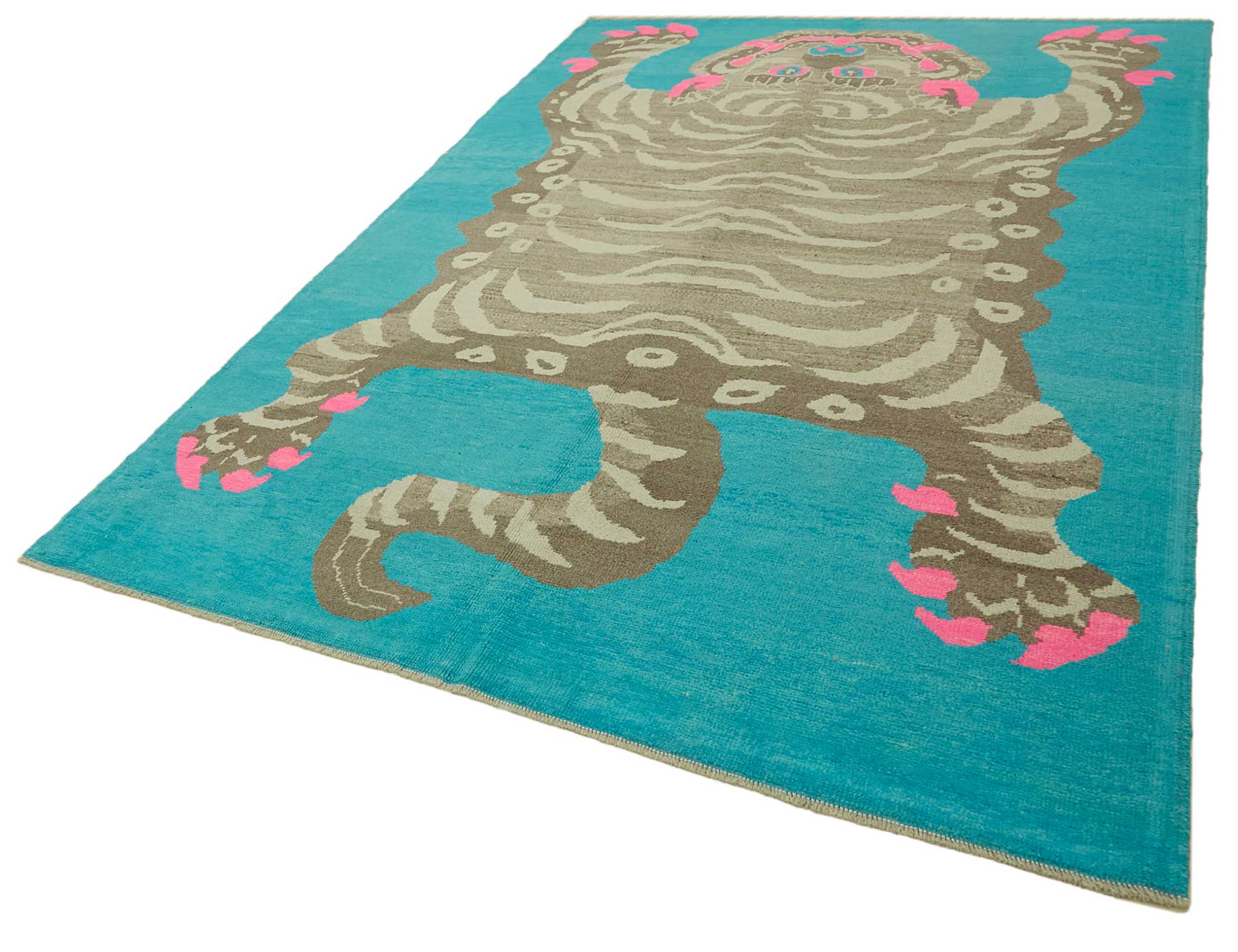 Collection of 6' 11'' x 10' 4'' Handmade Tiger Rug in a gallery layout