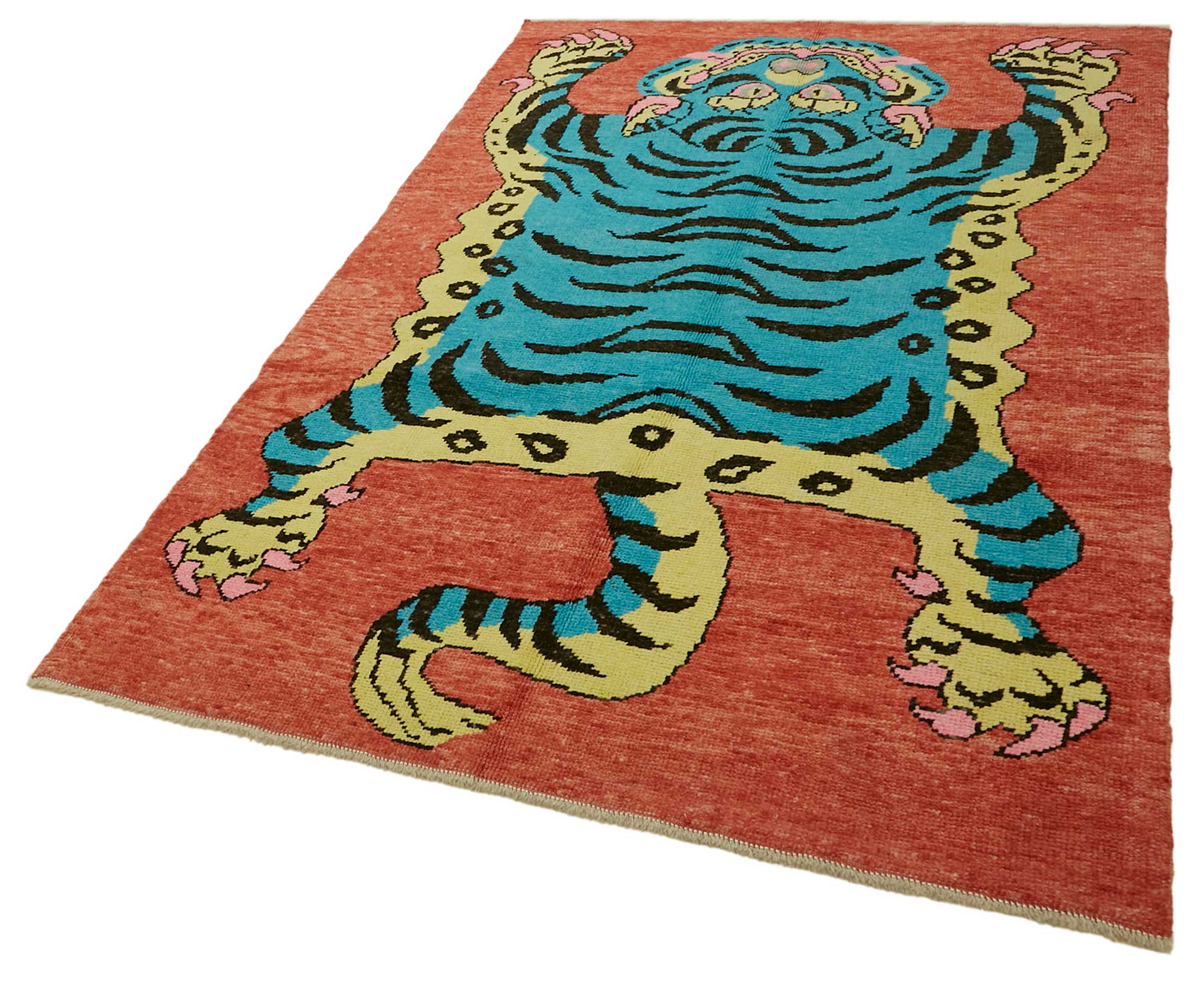 Collection of 4' 9'' x 7' Handmade Tiger Rug in a gallery layout