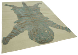 Collection of 6' 7'' x 8' 11'' Handmade Tiger Rug in a gallery layout