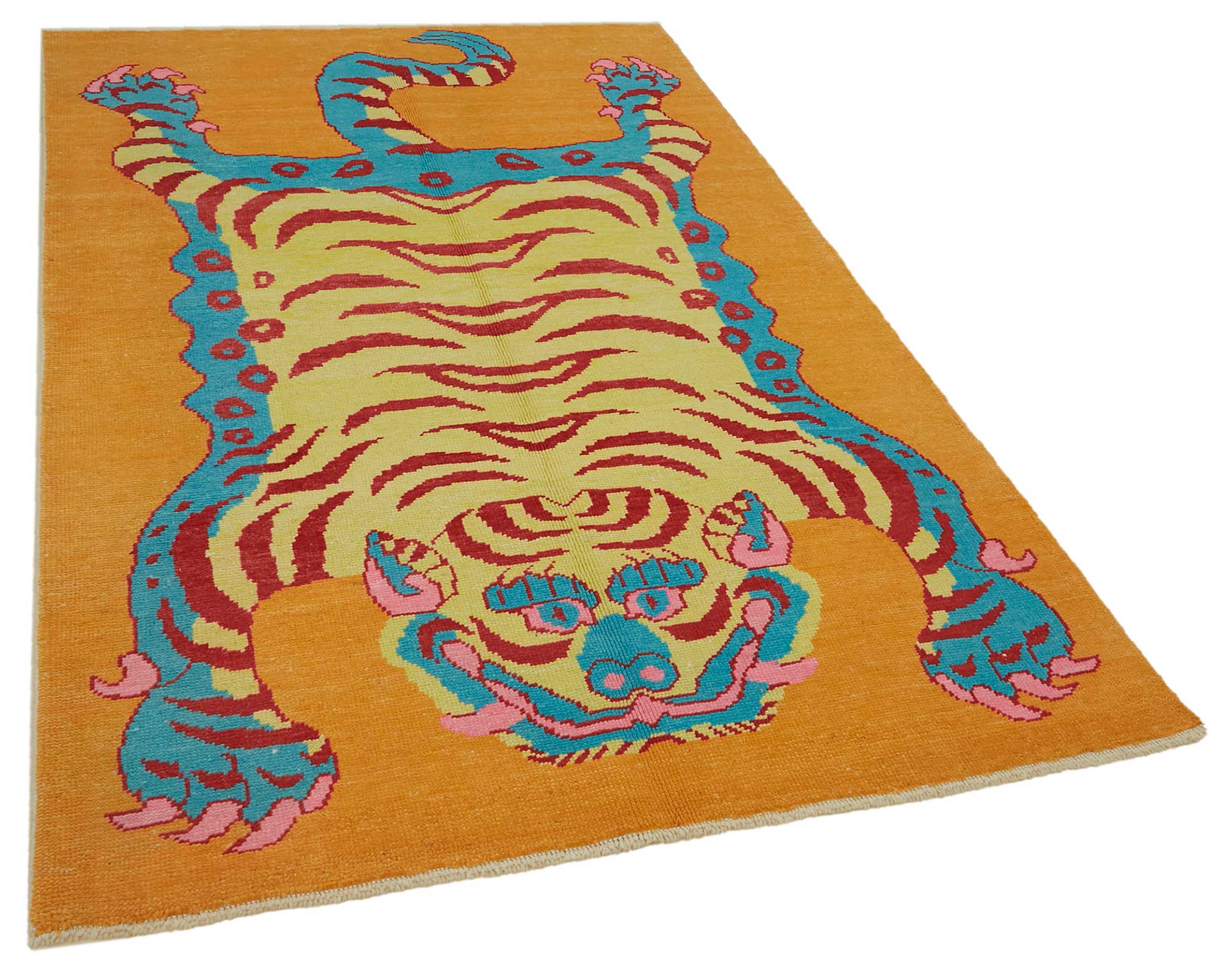 Collection of 5' 1'' x 8' 1'' Handmade Tiger Rug in a gallery layout