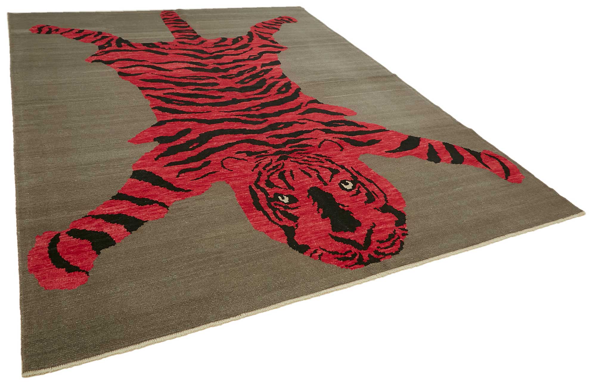 Collection of 9' 3'' x 12' 3'' Handmade Tiger Rug in a gallery layout