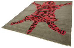 Collection of 9' 3'' x 12' 3'' Handmade Tiger Rug in a gallery layout