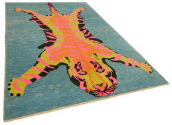 Collection of 7' 1'' x 11' 2'' Handmade Tiger Rug in a gallery layout