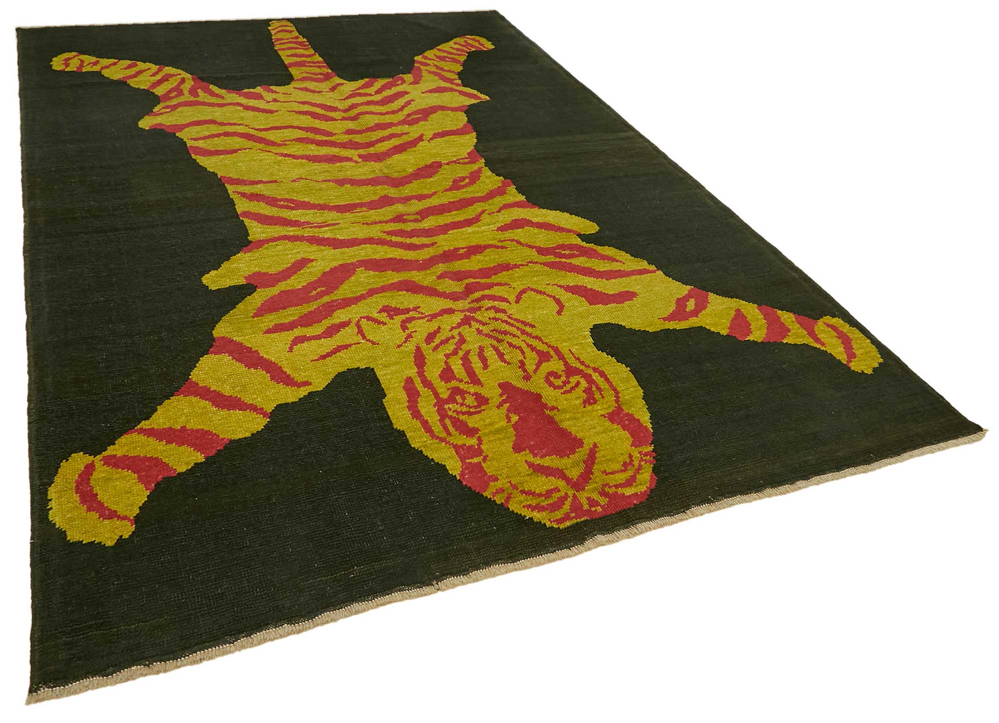 Collection of 7' 4'' x 10' 8'' Handmade Tiger Rug in a gallery layout