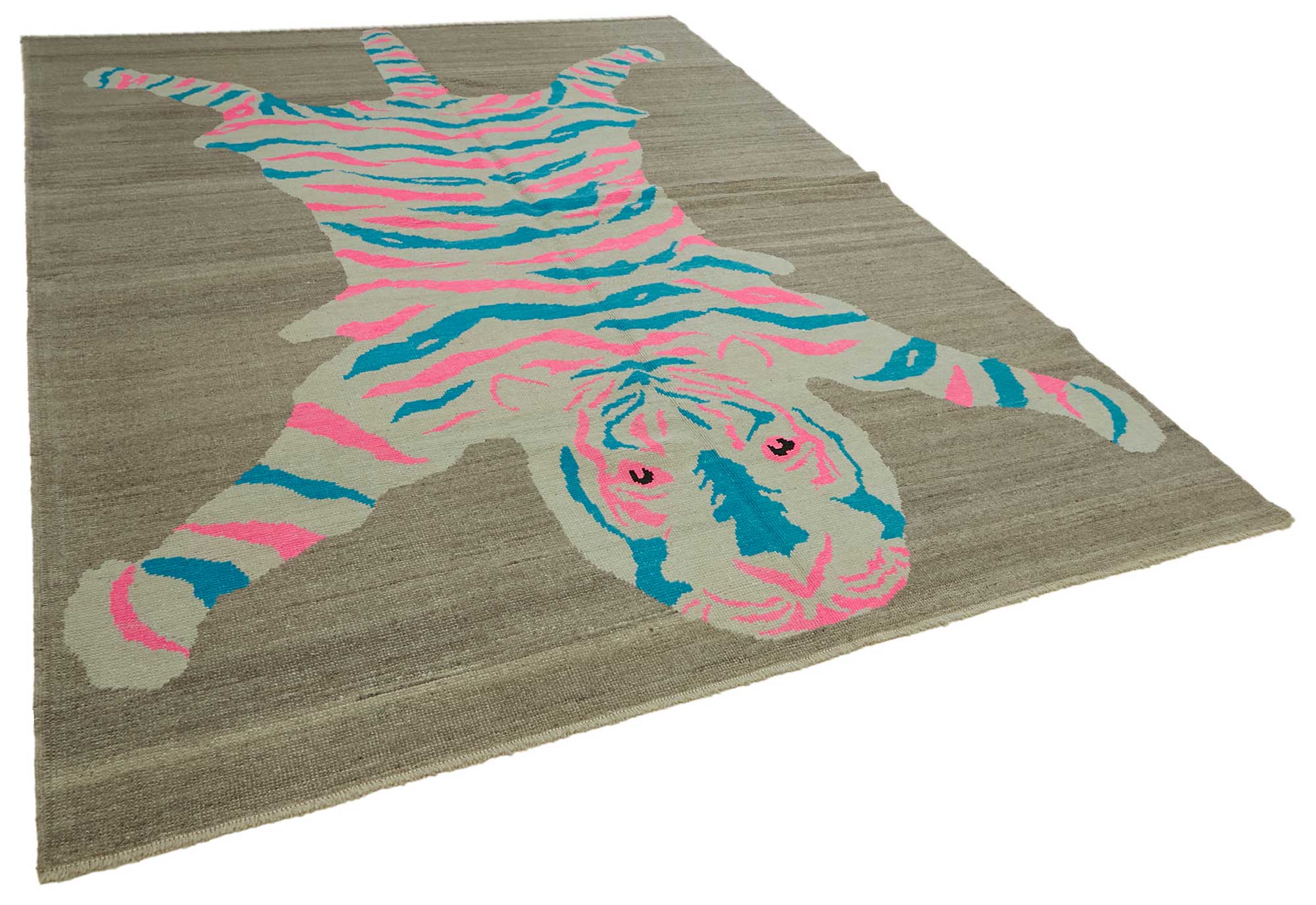 Collection of 8' 5'' x 11' 5'' Handmade Tiger Rug in a gallery layout