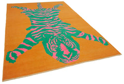 Collection of 7' 4'' x 10' 9'' Handmade Tiger Rug in a gallery layout