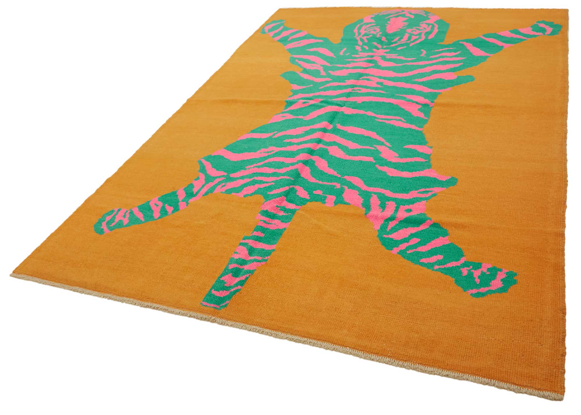 Collection of 7' 4'' x 10' 9'' Handmade Tiger Rug in a gallery layout