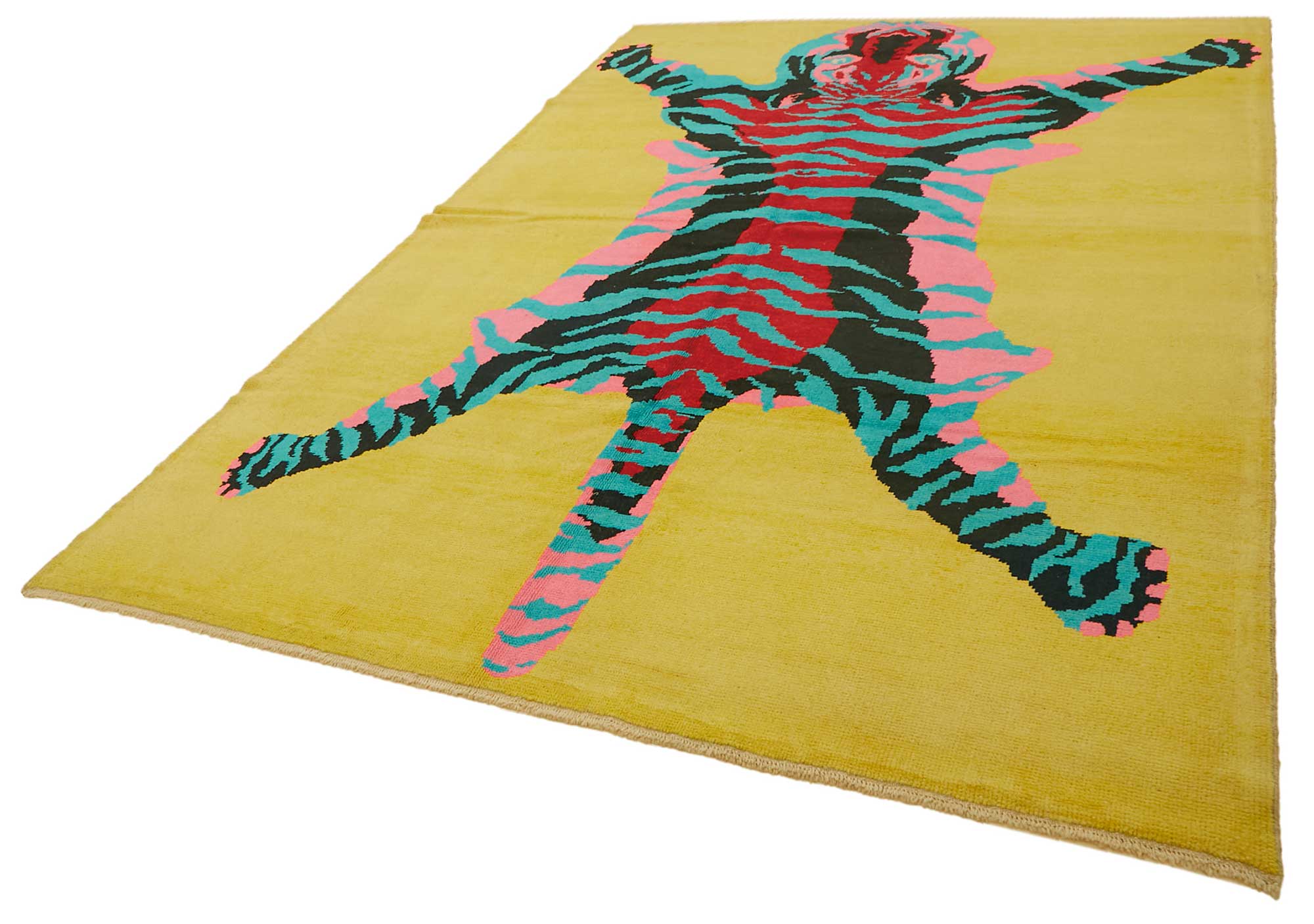 Collection of 8' 2'' x 11' 10'' Handmade Tiger Rug in a gallery layout