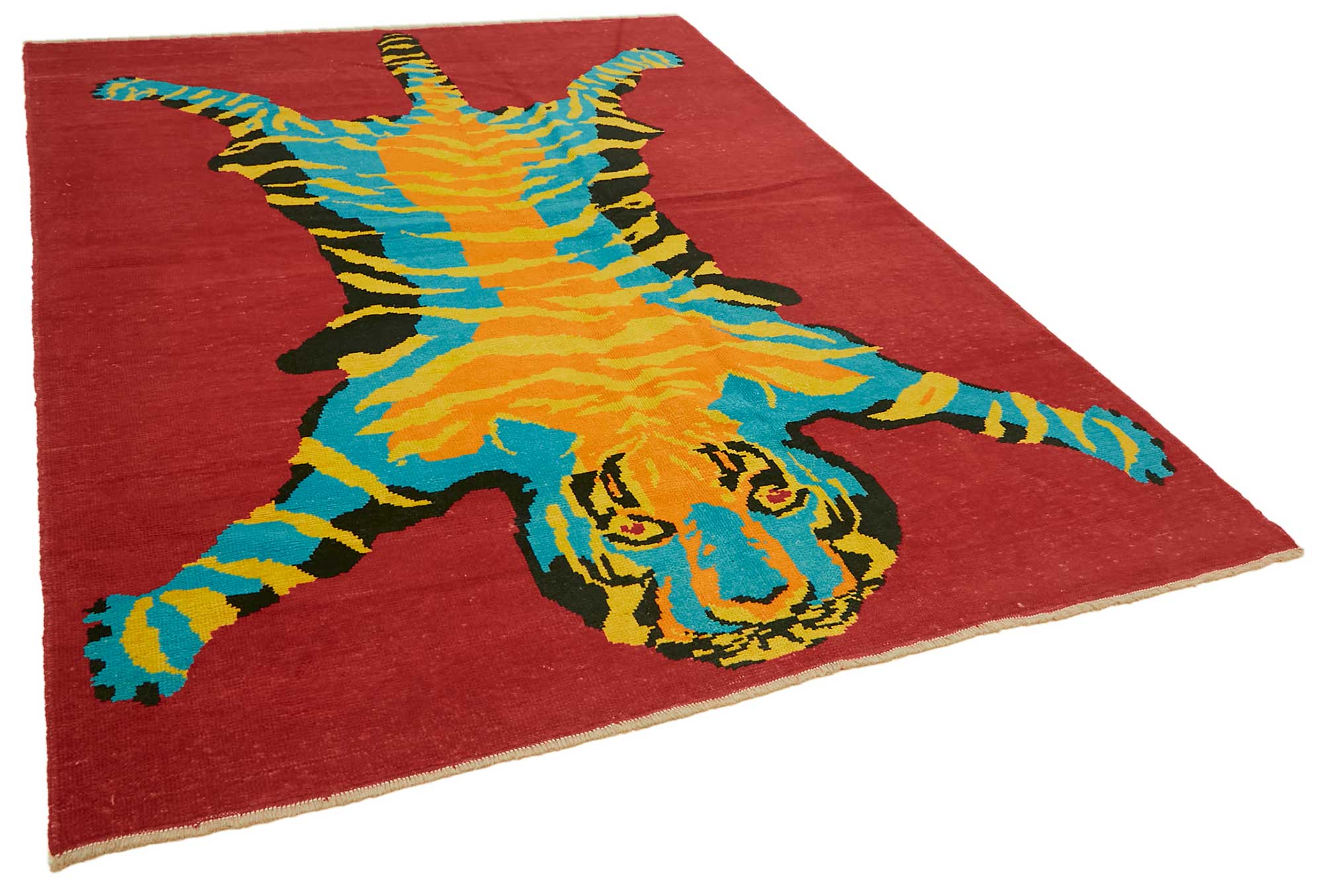 Collection of 7' 6'' x 10' Handmade Tiger Rug in a gallery layout