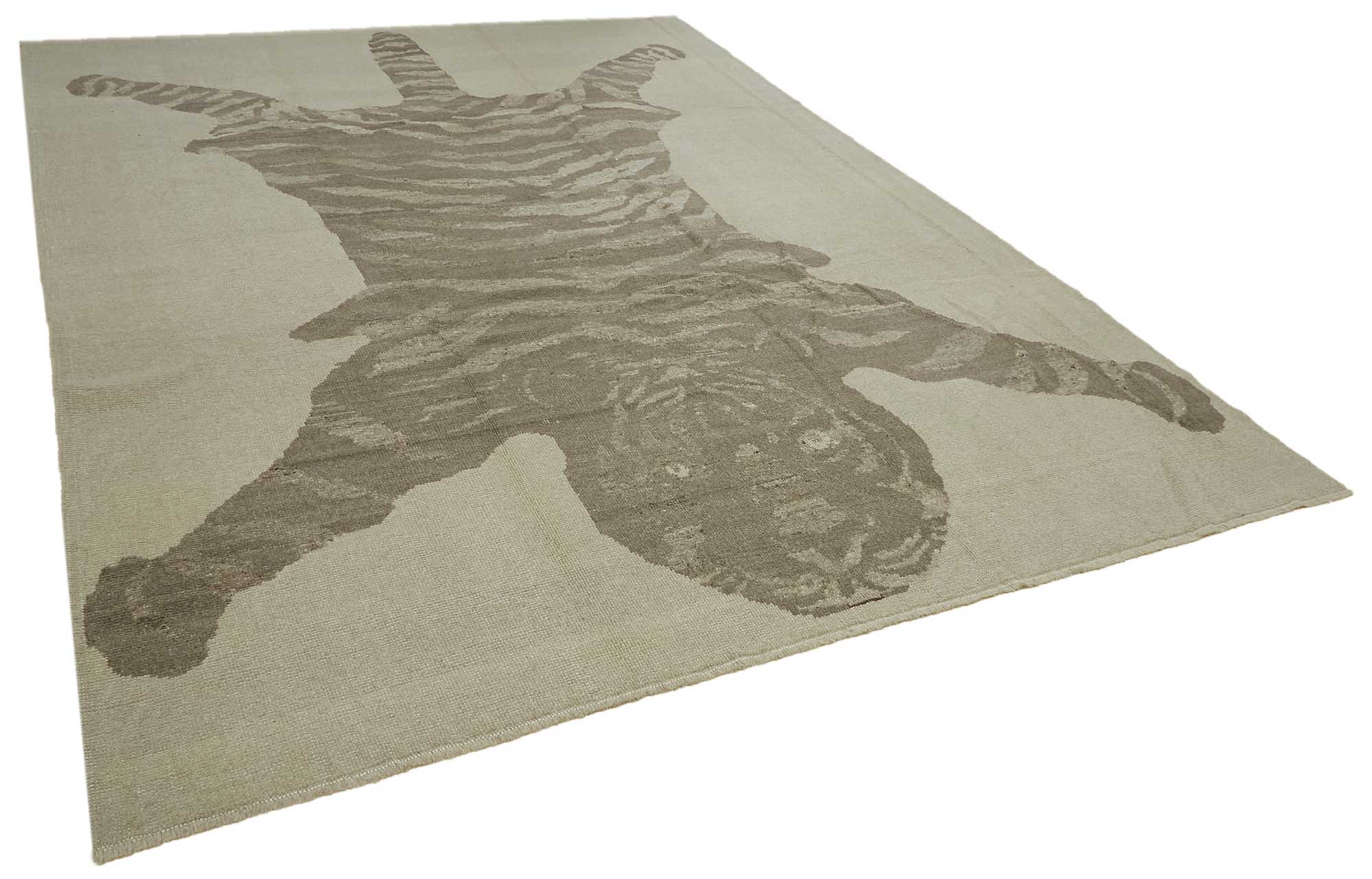 Collection of 9' 1'' x 12' 6'' Handmade Tiger Rug in a gallery layout