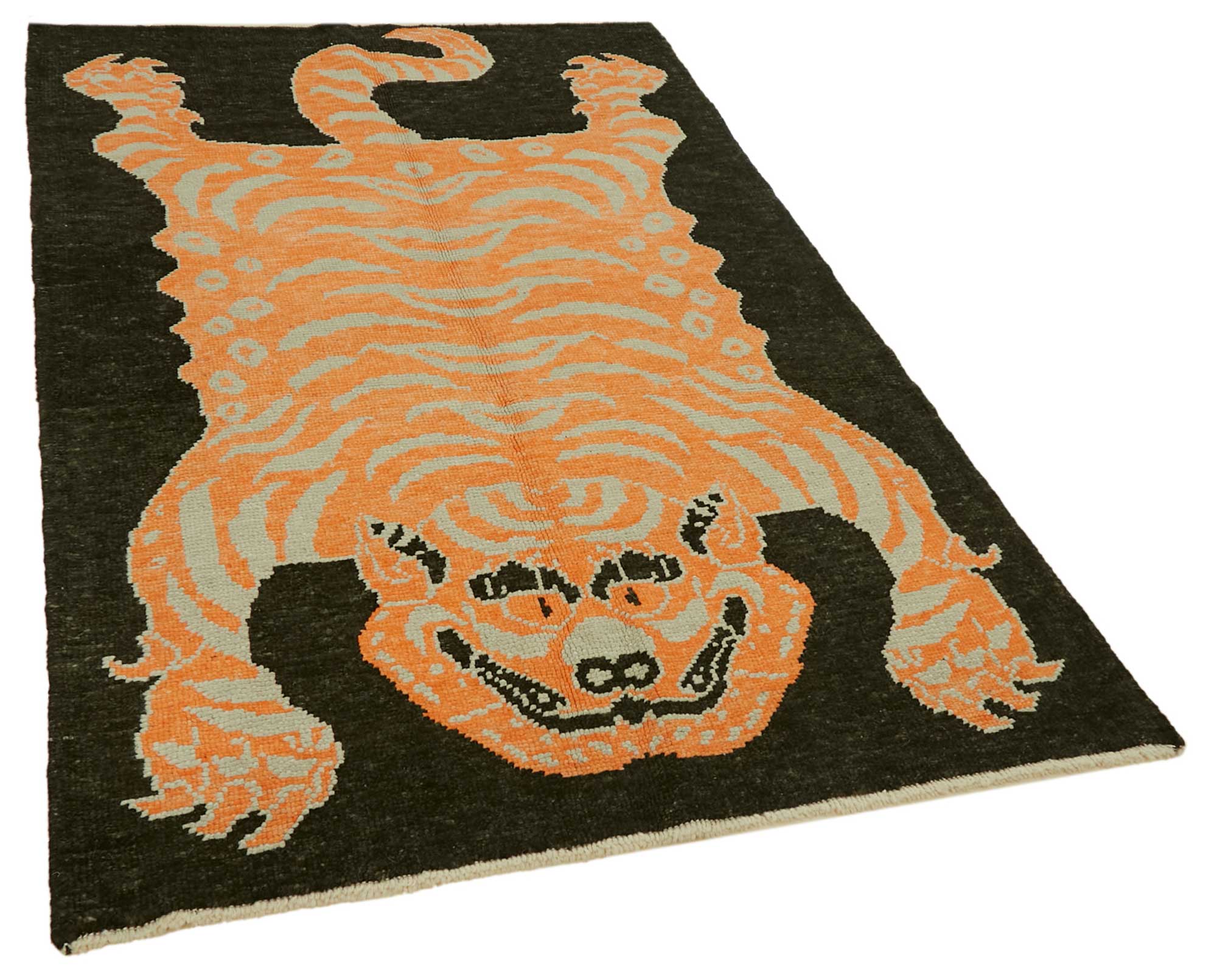 Collection of 4' 3'' x 6' 10'' Handmade Tiger Rug in a gallery layout