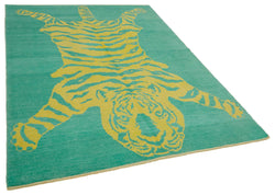 Collection of 6' 2'' x 8' 5'' Handmade Tiger Rug in a gallery layout