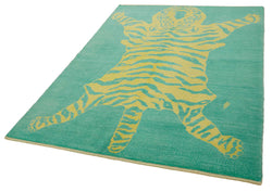 Collection of 6' 2'' x 8' 5'' Handmade Tiger Rug in a gallery layout