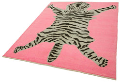 Collection of 5' 11'' x 7' 7'' Handmade Tiger Rug in a gallery layout