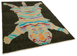 Collection of 5' 11'' x 8' 1'' Handmade Tiger Rug in a gallery layout