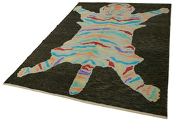 Collection of 5' 11'' x 8' 1'' Handmade Tiger Rug in a gallery layout