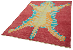 Collection of 6' 4'' x 7' 10'' Handmade Tiger Rug in a gallery layout