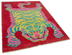 Collection of 5' 5'' x 7' 5'' Handmade Tiger Rug in a gallery layout