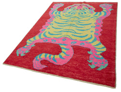 Collection of 5' 5'' x 7' 5'' Handmade Tiger Rug in a gallery layout