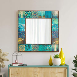 Collection of Brielle Handmade Natural Wood Framed Wall Hanging Mirror in a gallery layout